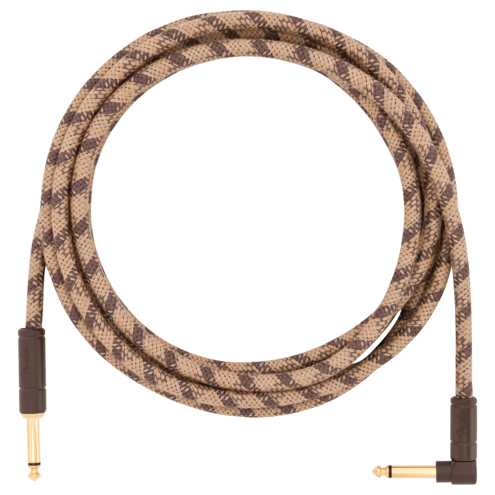 Fender  Festival Instrument Cable, Straight/Angle, 10', Pure Hemp, Brown Stripe