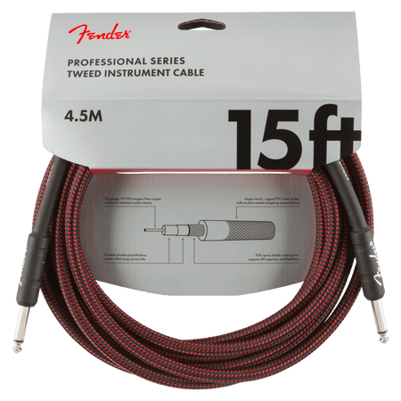 Fender Professional Series Instrument Cable, 15', Red Tweed