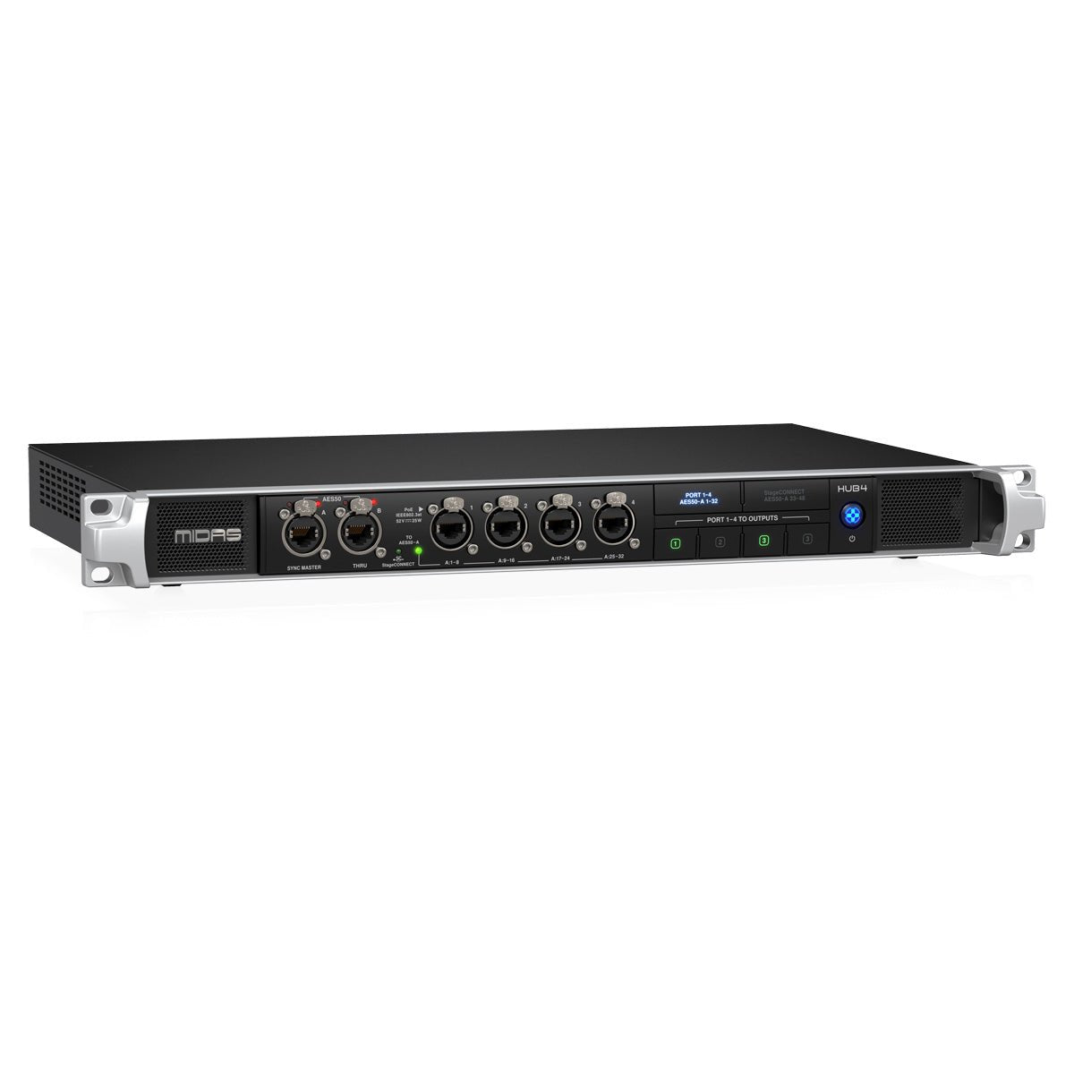 Midas HUB4 Monitor System Hub with 4 PoE Ports for Personal Mixers