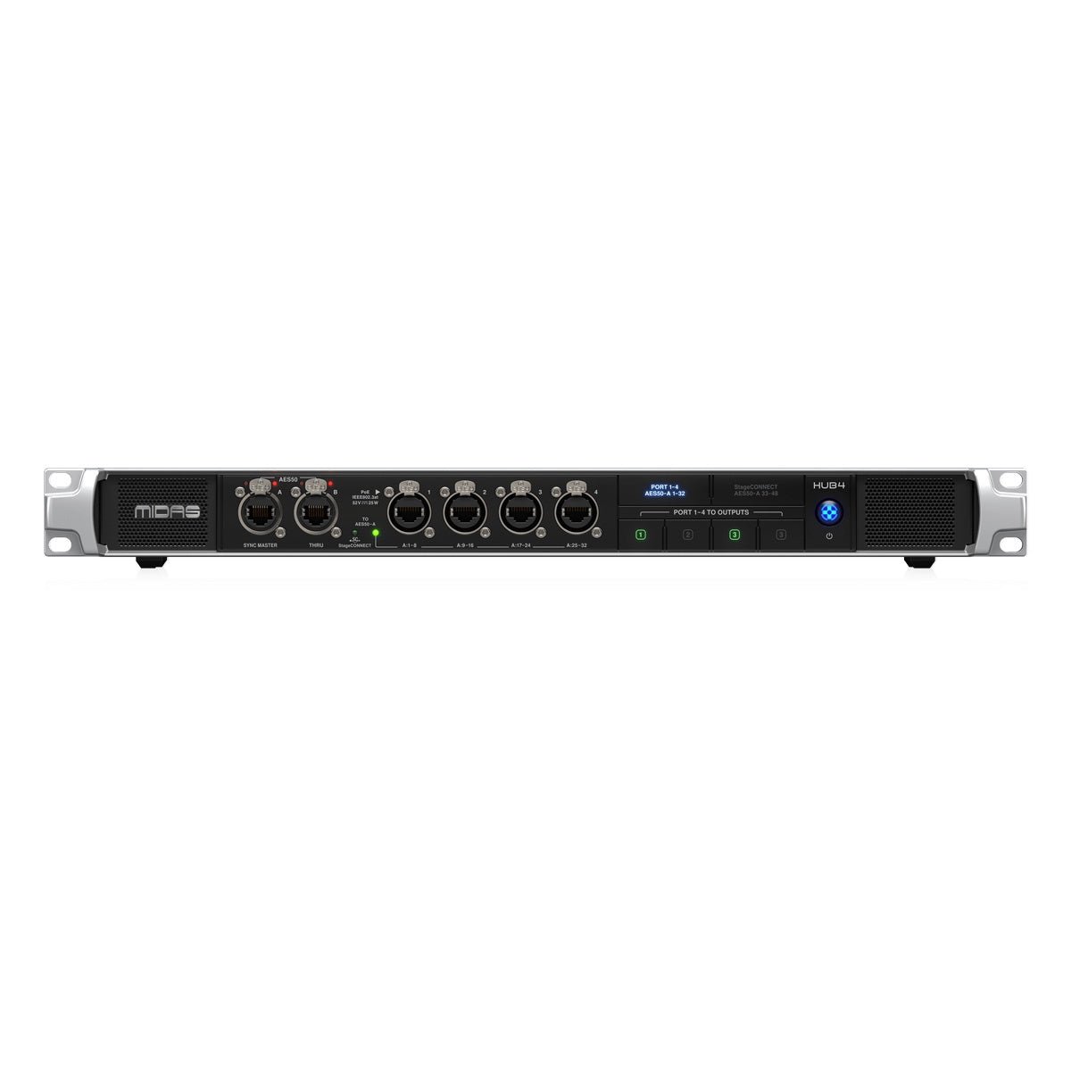 Midas HUB4 Monitor System Hub with 4 PoE Ports for Personal Mixers