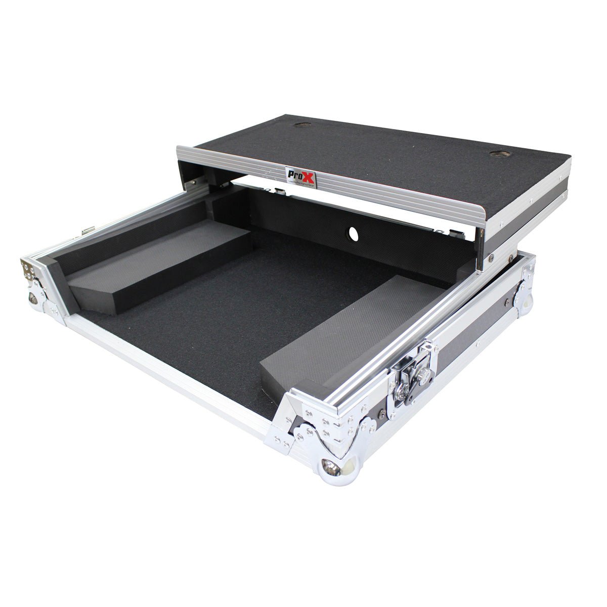ProX Flight Case for Pioneer DDJ-SR2 and Hercules DJControl Inpulse 500 Controllers with Laptop Shelf and LED Kit
