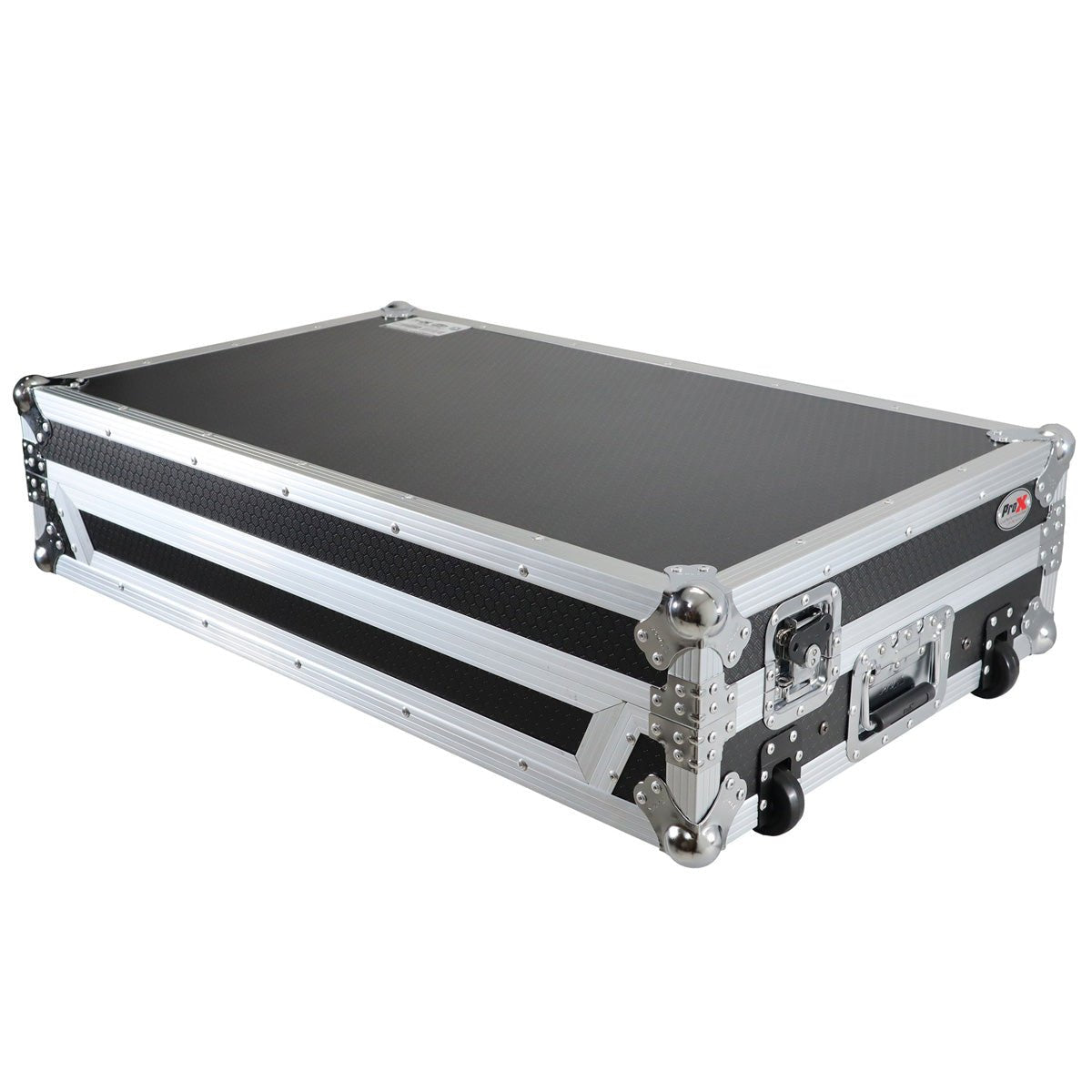 ProX Flight Case for Pioneer DDJ-SZ and DDJ-SZ2 Controllers with Laptop Shelf and Wheels (Silver on Black)
