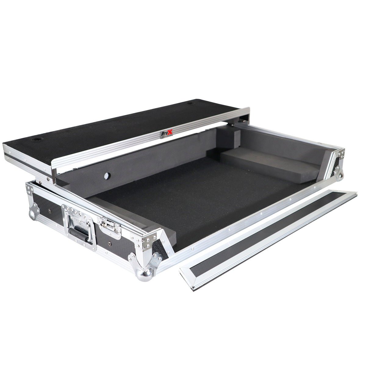 ProX Flight Case for Pioneer DDJ-SZ and DDJ-SZ2 Controllers with Laptop Shelf and Wheels (Silver on Black)