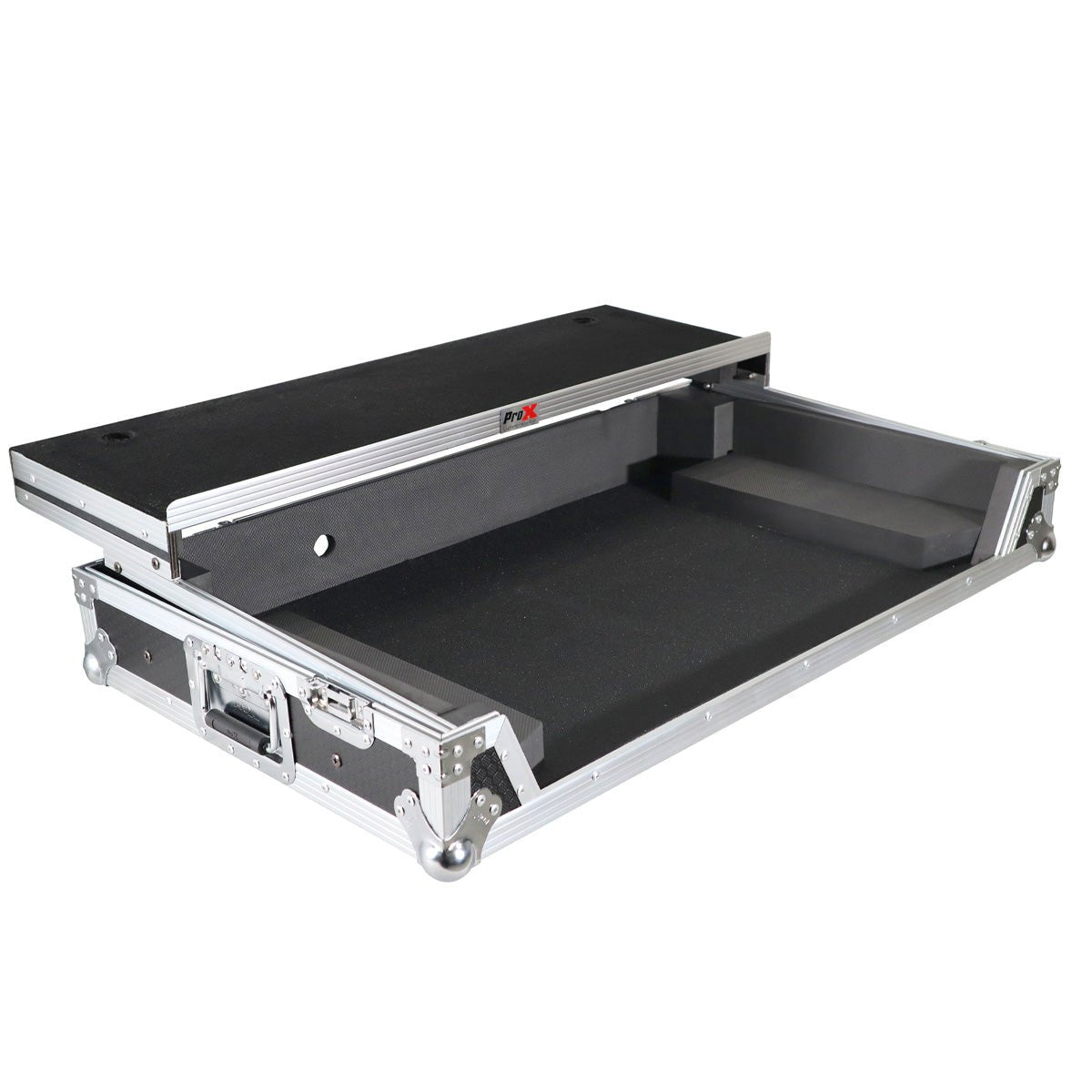 ProX Flight Case for Pioneer DDJ-SZ and DDJ-SZ2 Controllers with Laptop Shelf and Wheels (Silver on Black)