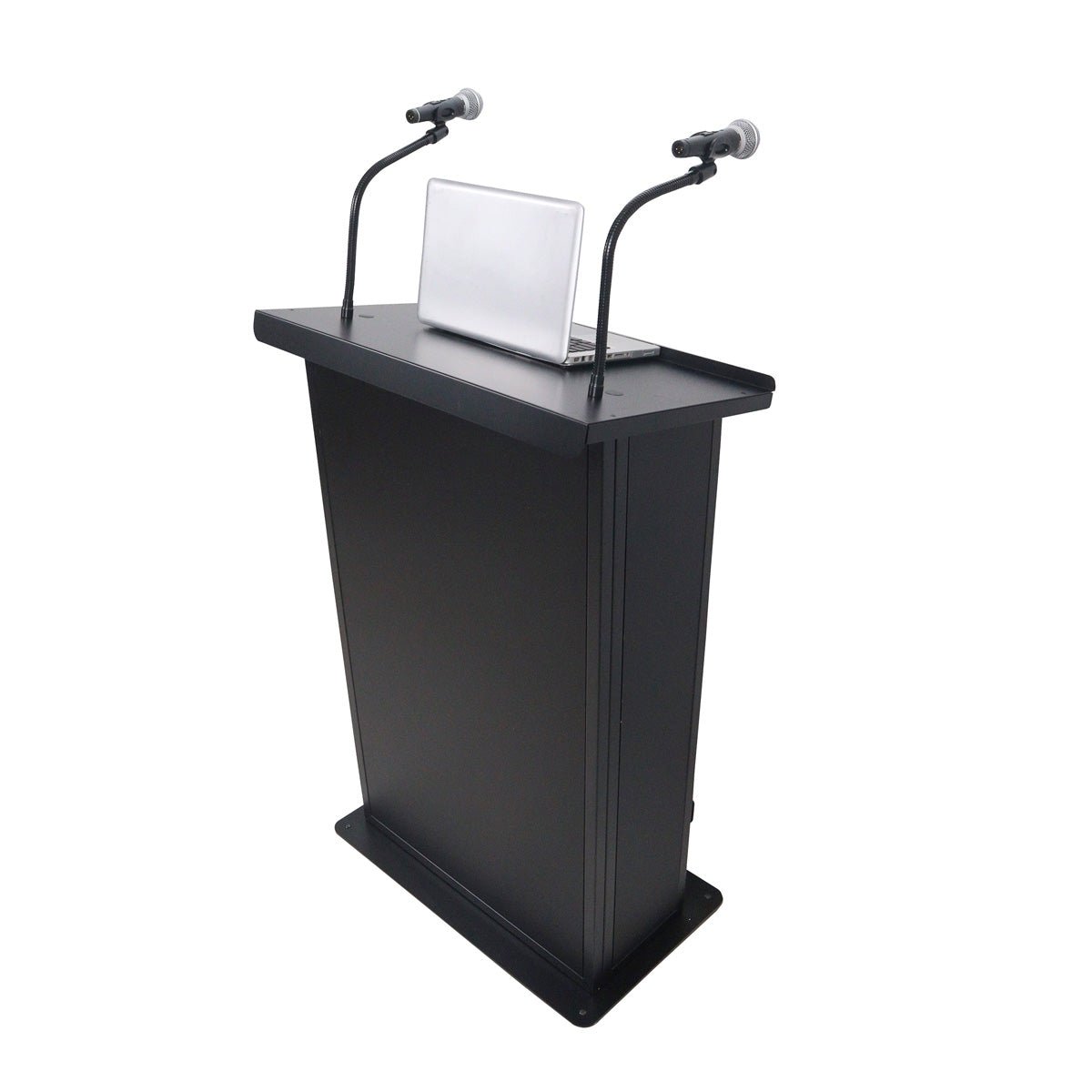 ProX X-MAESTRO-MEDIA-BL Maestro Multi-Media Lectern Podium for LED Flatscreen TVs up to 32" with 2 Gooseneck Mic Stands - Black Finish
