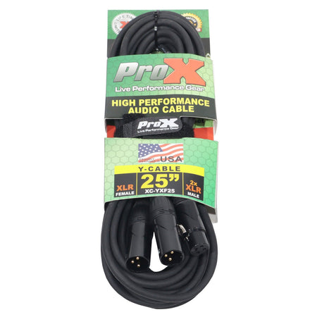 ProX XC-YXF25 25 FT Balanced XLR-F to Dual XLR-M High Performance Audio Y Cable