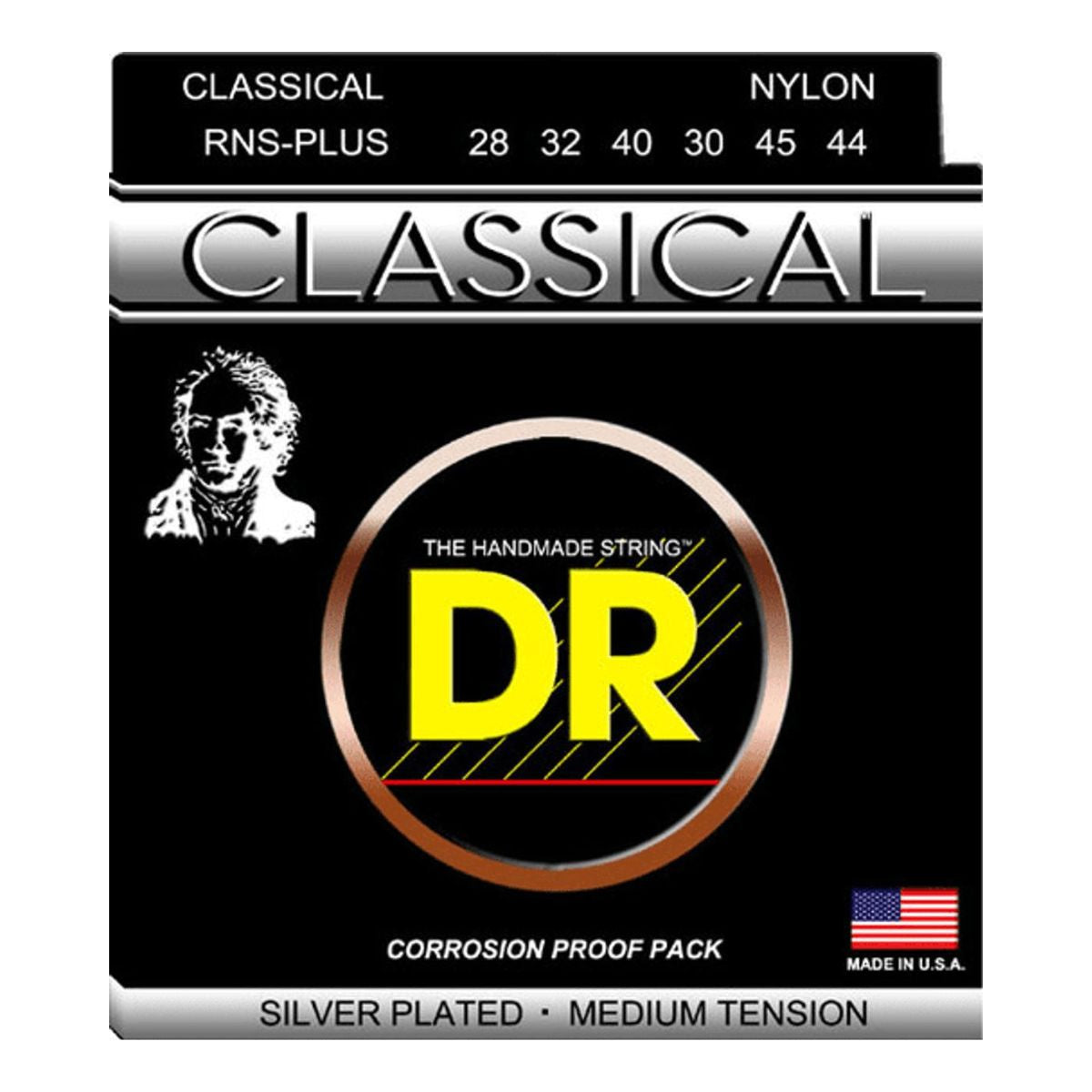 DR Strings Nylon Classical Silver Plated Hard Tension