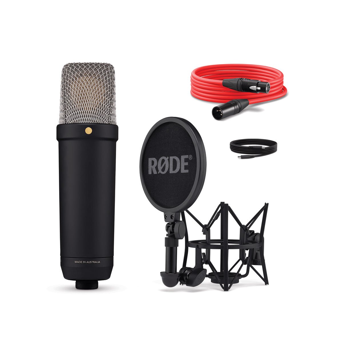 Rode NT1 5th Generation Condenser Microphone with SM6 Shockmount and Pop Filter - Black