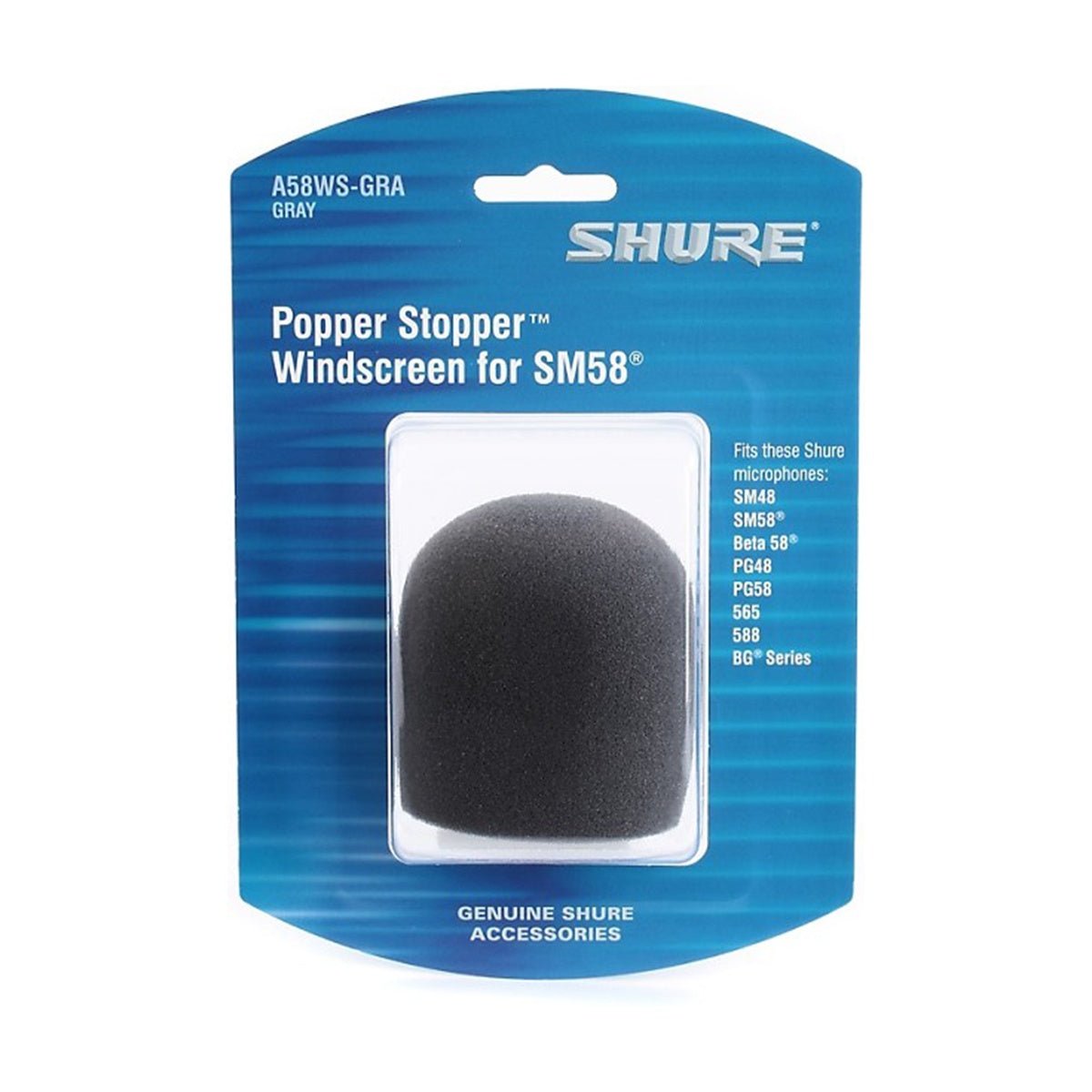 Shure A58WS Gray Windscreen for Ball Type Microphones (SM48, SM58, Beta 58A, or 565SD)
