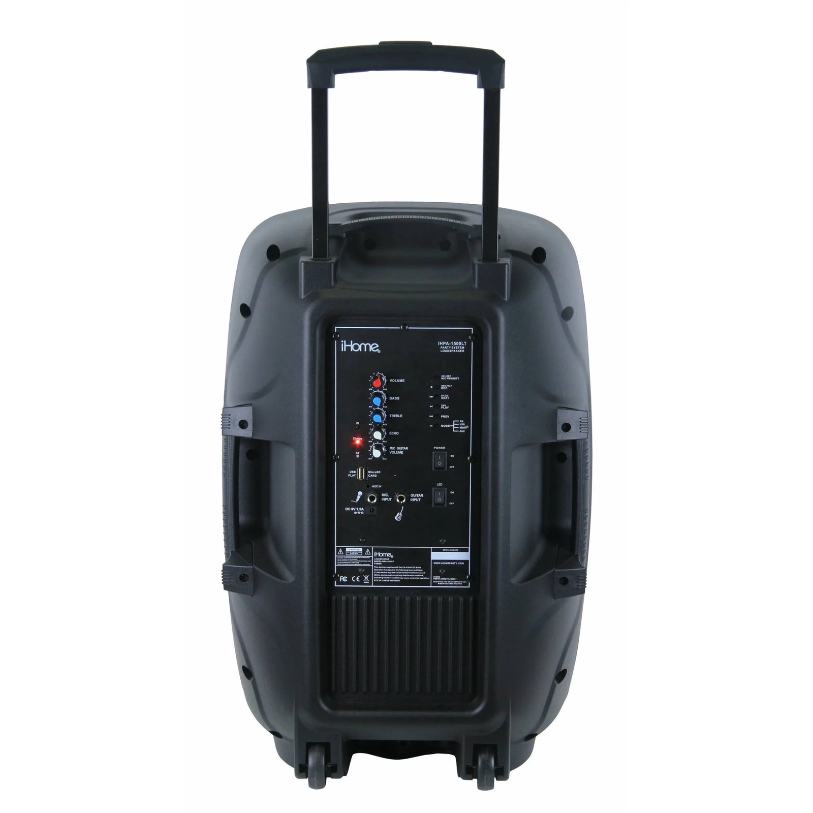 15" Portable Bluetooth Party Speaker with LED Lights and Stand