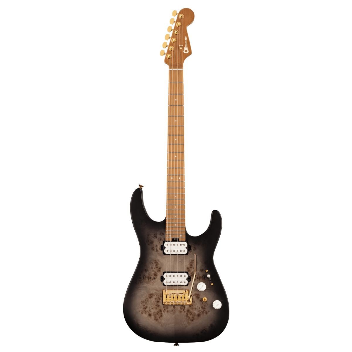 Charvel Pro-Mod DK24 HH 2PT CM Poplar Burl, Caramelized Maple Fingerboard, Transparent Black Burst