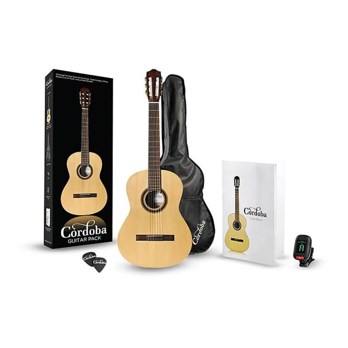 Cordoba CP100 Guitar Pack (Includes: Classical Guitar, Gigbag, Tuner, Instructional Booklet, Chord Chart, and Guitar Picks)