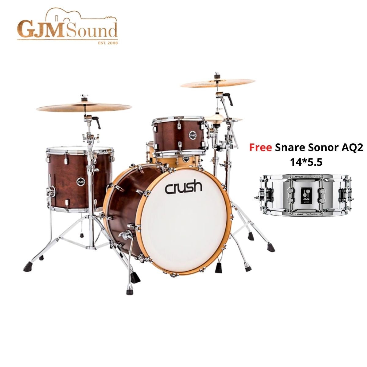 Crush Drums Sublime Birch 3 Piece Shell Pack - Dark Satin Walnut