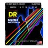 DR Hi-Def Neon Multi-Color K3 Coated Electric Guitar Strings NMCE-9 Light 9-42