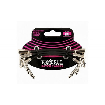 Ernie Ball 3 in. Flat Ribbon Patch Cable Black 3-Pack