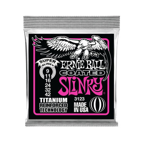Ernie Ball 3123 Super Slinky Coated Titanium RPS Electric Guitar Strings - .009-.042