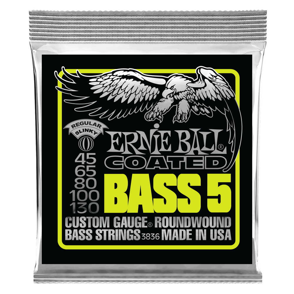 Ernie Ball 3836 Regular Slinky Coated Electric Bass Guitar Strings - .045-.130 5-string