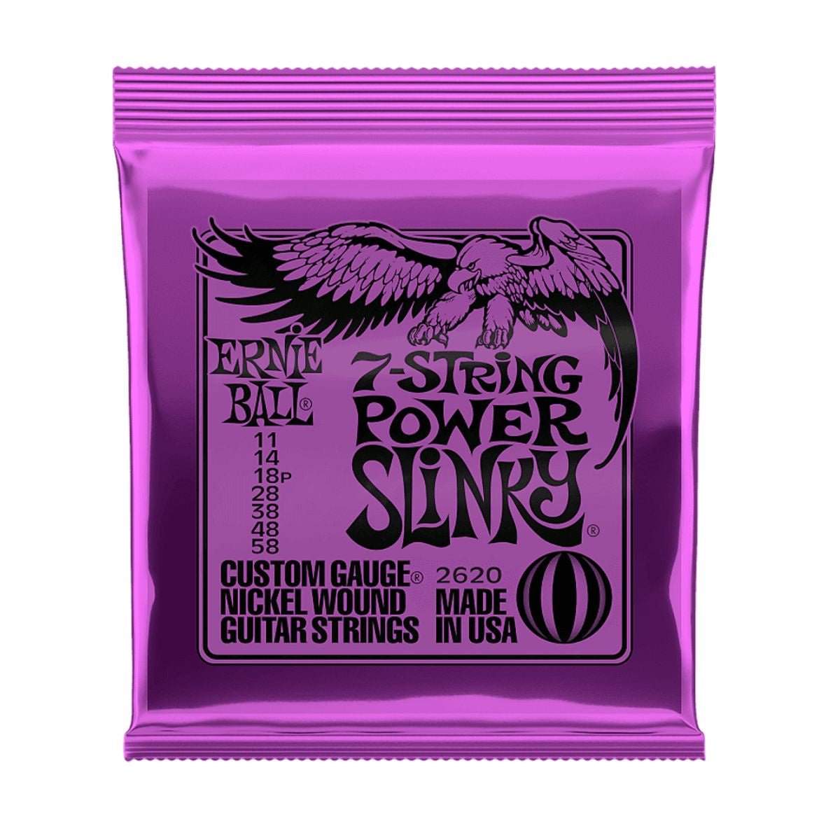 Ernie Ball 2620 Power Slinky Nickel Wound Electric Guitar Strings - .011-.058 7-string