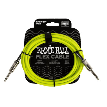 Ernie Ball Flex Straight to Straight Instrument Cable - 10 foot Green