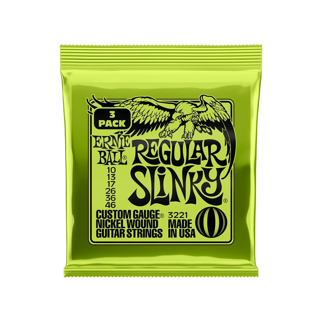 Ernie Ball Regular Slinky .010-.046 Nickel Wound Electric Guitar Strings 3-Pack