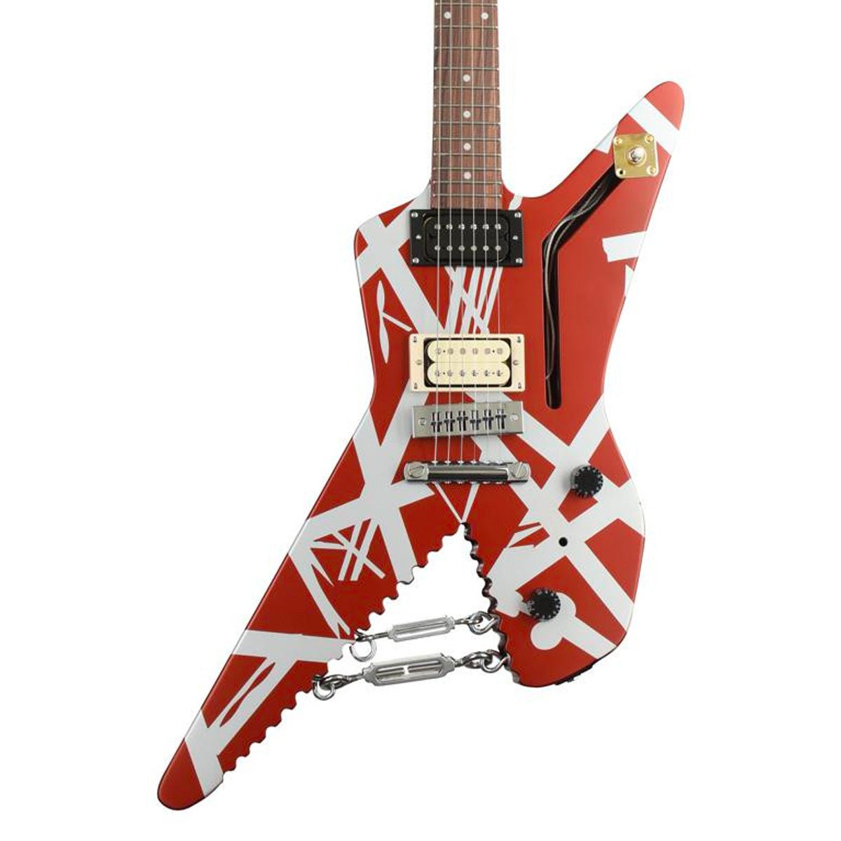 EVH Striped Series Shark - Burgundy with Silver Stripes