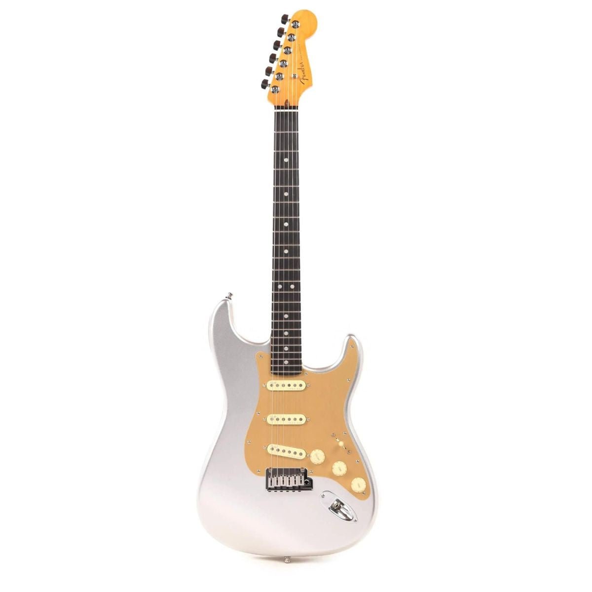 Fender American Ultra Stratocaster Quicksilver w/Ebony Fingerboard & Anodized Gold Pickguard