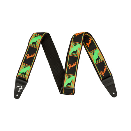 Fender Neon Monogram Guitar Strap - Green/Orange