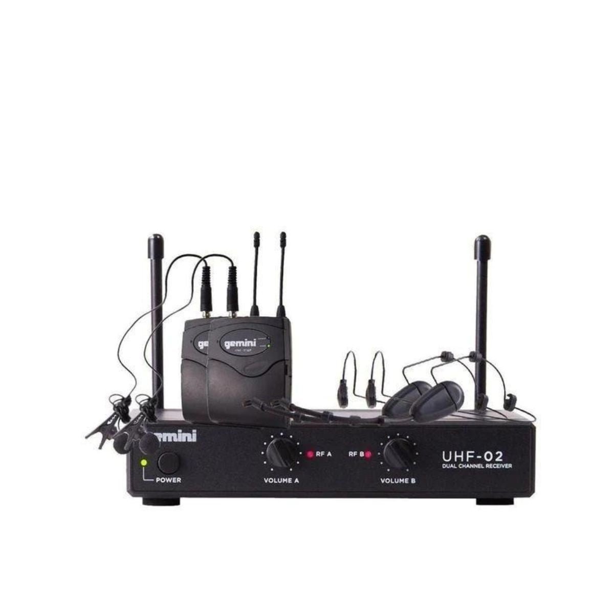 Gemini UHF-02HL 2-Channel Wireless Headset/Lavalier Combo System  S34