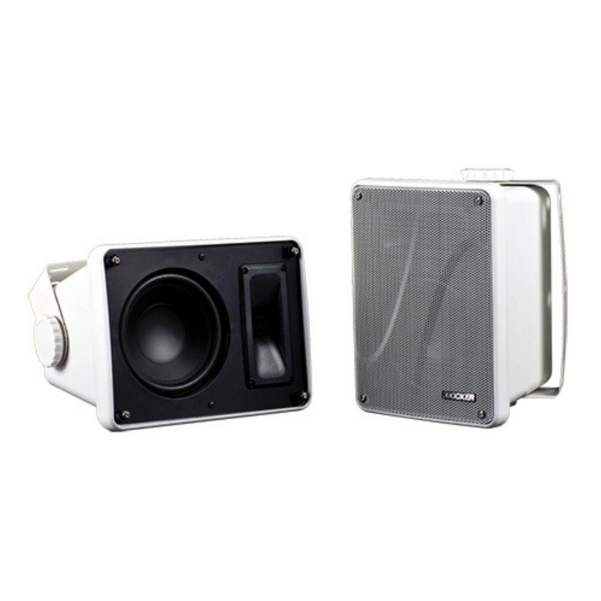 Kicker Full-Range Indoor/Outdoor Speakers Pair ( White)