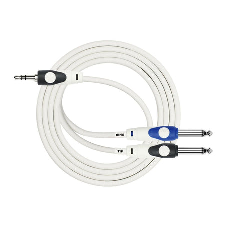 Kirlin "Y" 3.5mm to (2) 1/4" 6Ft White