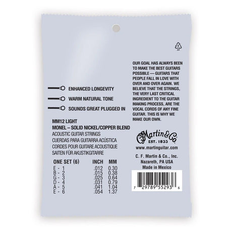 Martin MM11 Retro Acoustic Guitar Strings - .011-.052 Custom Light