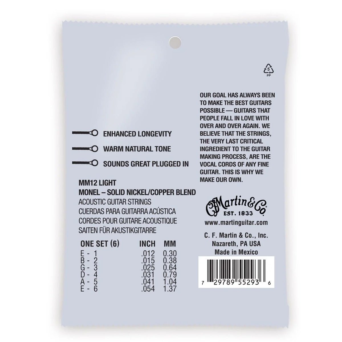 Martin MM11 Retro Acoustic Guitar Strings - .011-.052 Custom Light