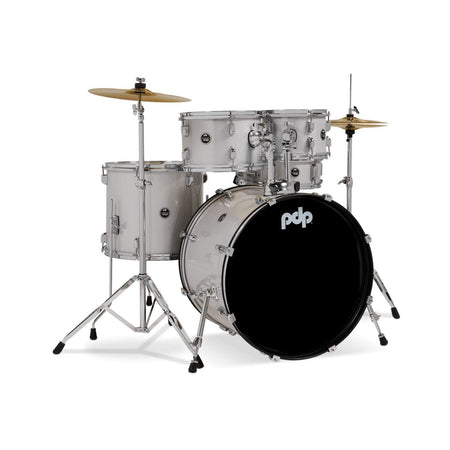 PDP Drums Center Stage 5-piece Complete Drum Set with Cymbals - Diamond White Sparkle