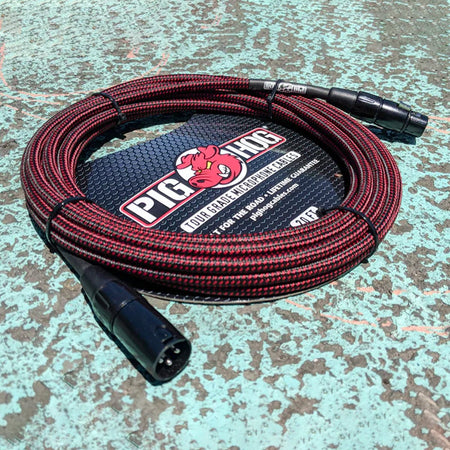 Pig Hog  20ft XLR High Performance Microphone Cable Black & Red Woven