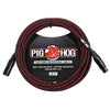 Pig Hog  20ft XLR High Performance Microphone Cable Black & Red Woven
