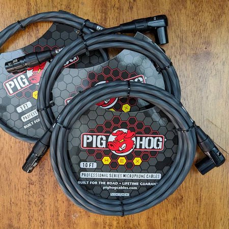 Pig Hog Hex Series Right Angle Mic Cable - 3 Feet (Grey)