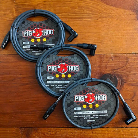 Pig Hog Hex Series Right Angle Mic Cable - 6 Feet (Grey)