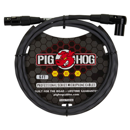 Pig Hog Hex Series Right Angle Mic Cable - 6 Feet (Grey)