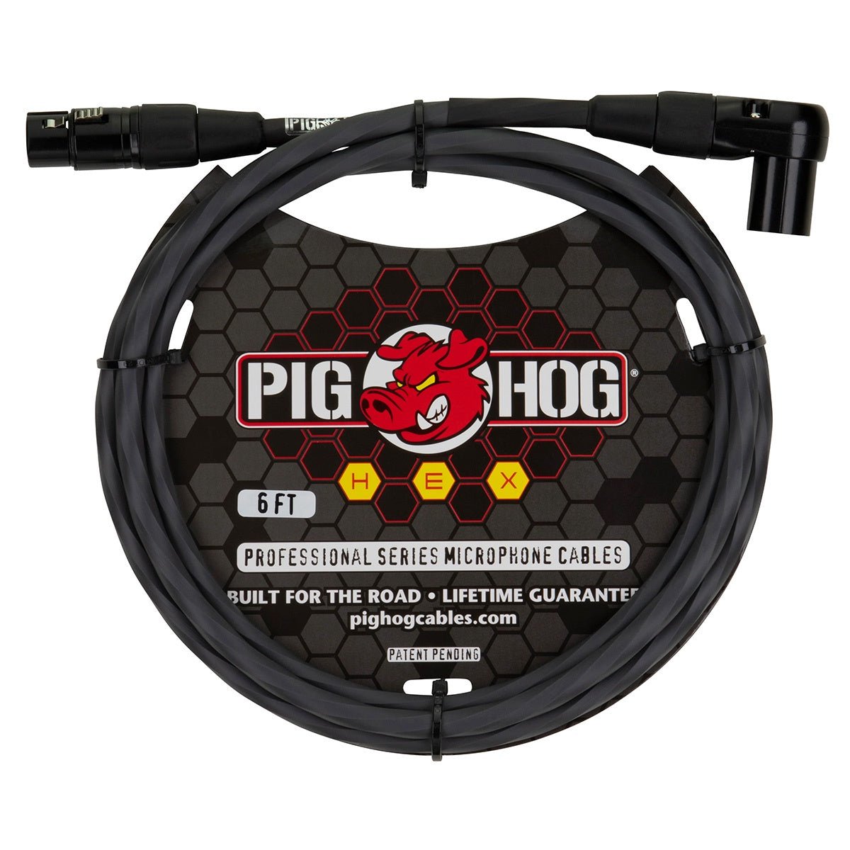 Pig Hog Hex Series Right Angle Mic Cable - 6 Feet (Grey)