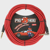 Pig Hog PCH20CAR Candy Apple Red Instrument Cable, Straight - Right Angle, 20FT