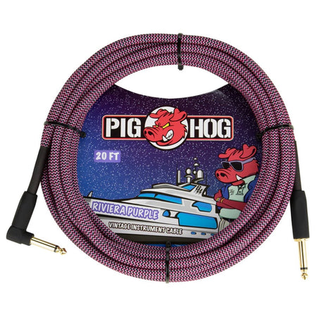 Pig Hog 'Riviera Purple' Instrument Cable, Straight to Right Angle, 20'