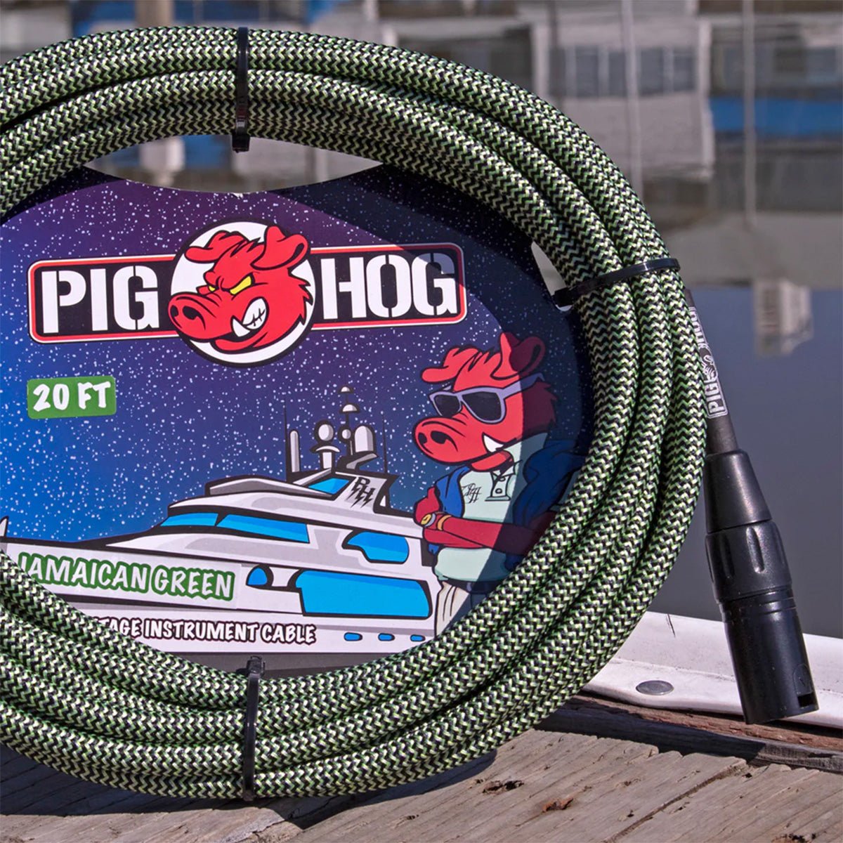 Pig Hog XLR Woven Mic Cable Jamaican Green - 20 Feet