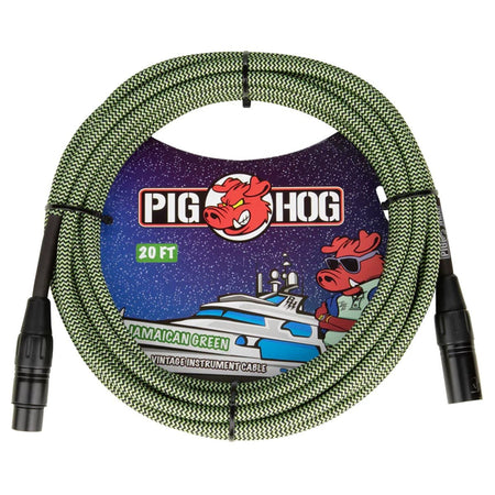 Pig Hog XLR Woven Mic Cable Jamaican Green - 20 Feet
