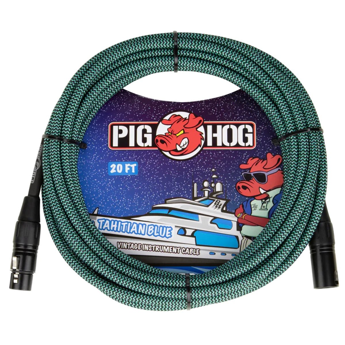 Pig Hog XLR Woven Mic Cable Tahitian Blue - 20 Feet