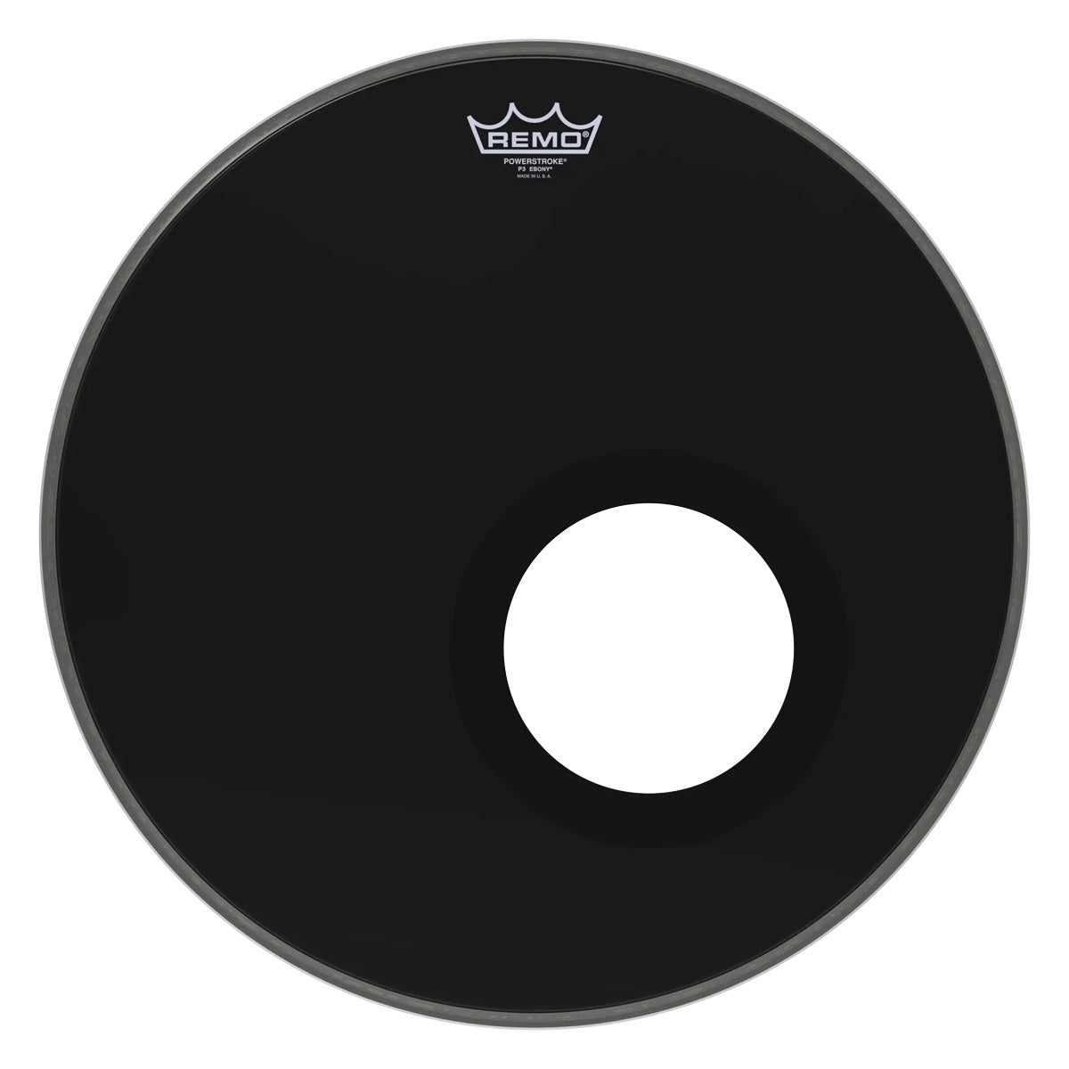 Remo Powerstroke P3 Ebony Bass Drumhead with DynamO 5" Installed - 18 inch