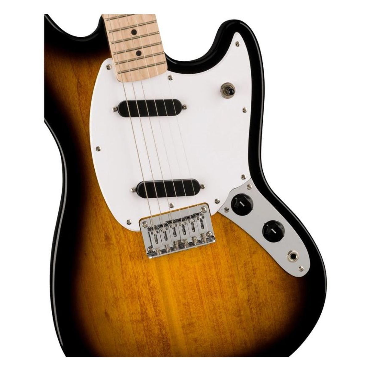Squier Sonic Mustang, Maple Fingerboard, White Pickguard - 2-Color Sunburst