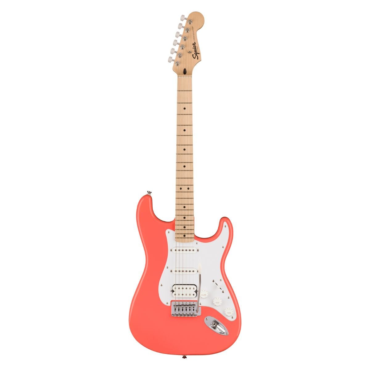 Squier Sonic Stratocaster HSS, Maple Fingerboard, White Pickguard - Tahitian Coral