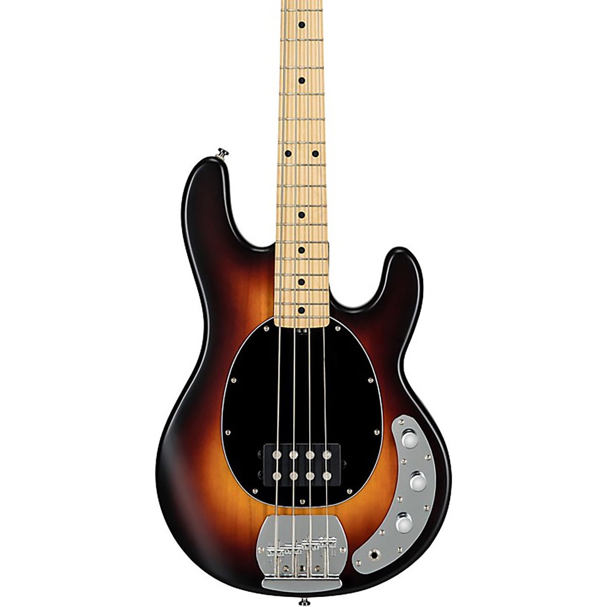 Sterling by Music Man StingRay Ray4 Maple Fingerboard Electric Bass Satin Vintage Sunburst Black Pickguard