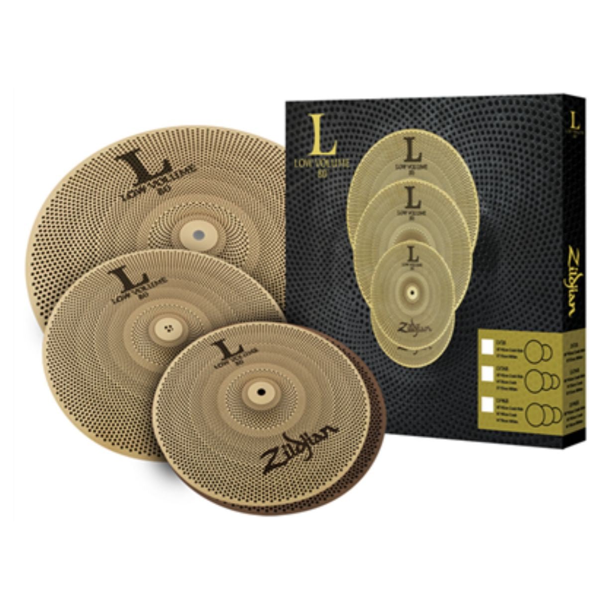Zildjian L80 Low Volume LV348 Box Set - 13" Hi-hats, 14" Crash, 18" Crash Ride